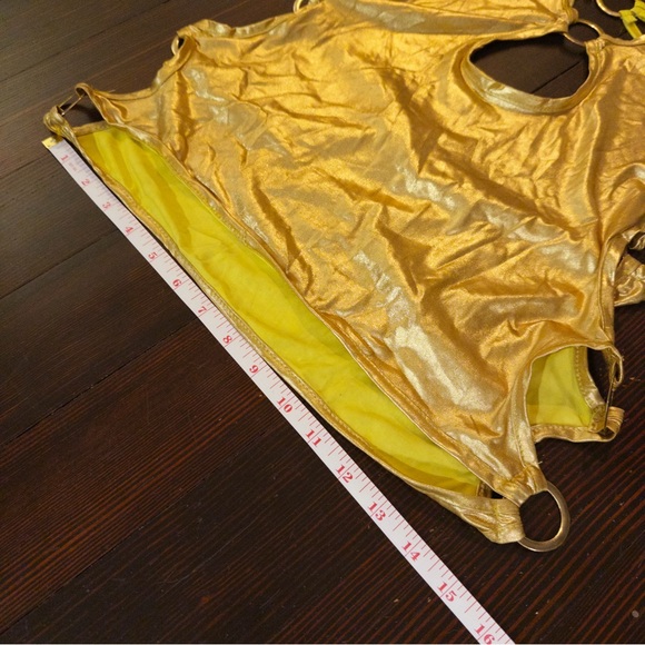 Gold Metallic Cut-Out Mini Dress - Picture 4 of 4